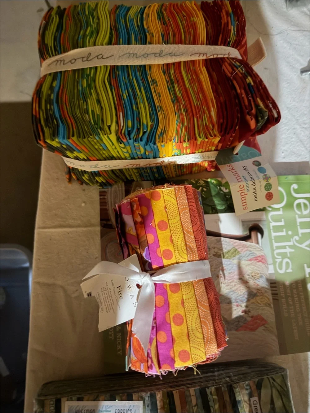 Moda Multicolor Jelly Roll and Fabric Bundles